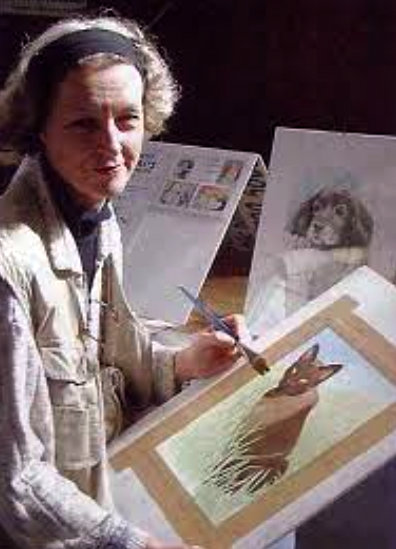Jane Goodfellow painting a cat portrait